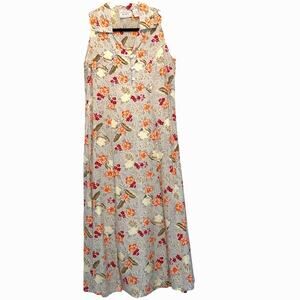 Access Linen Blend Floral Sleeveless Collared Maxi Dress size 8